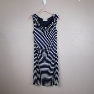 Ann Taylor Loft Navy/Cream Striped Dress